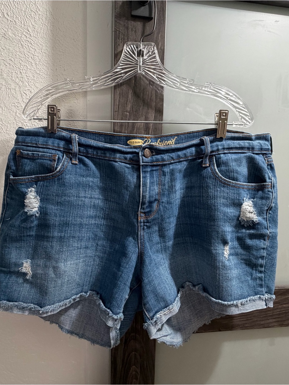 Old Navy Medium Blue Distressed Denim Jean Shorts